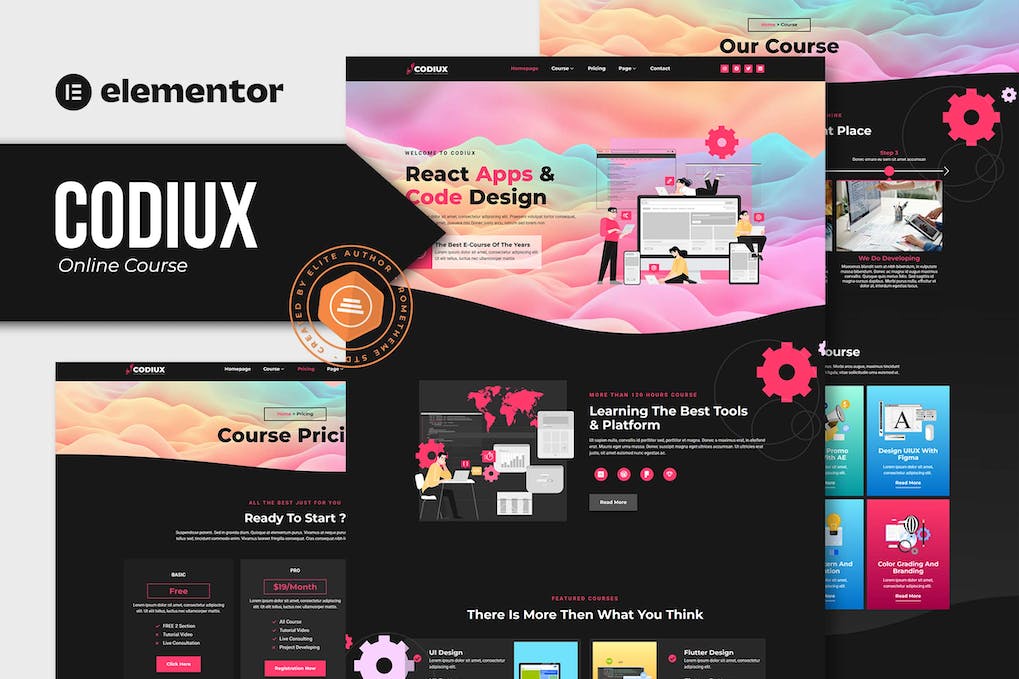 Codiux - Kit de Template Elementor de Curso Online