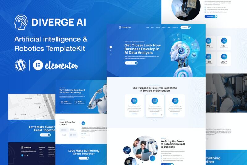 Diverge AI | Template Kit de robótica Elementor